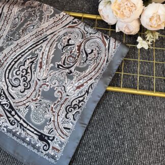 Zamansız Motif Vual İpek Şal-487934-Füme