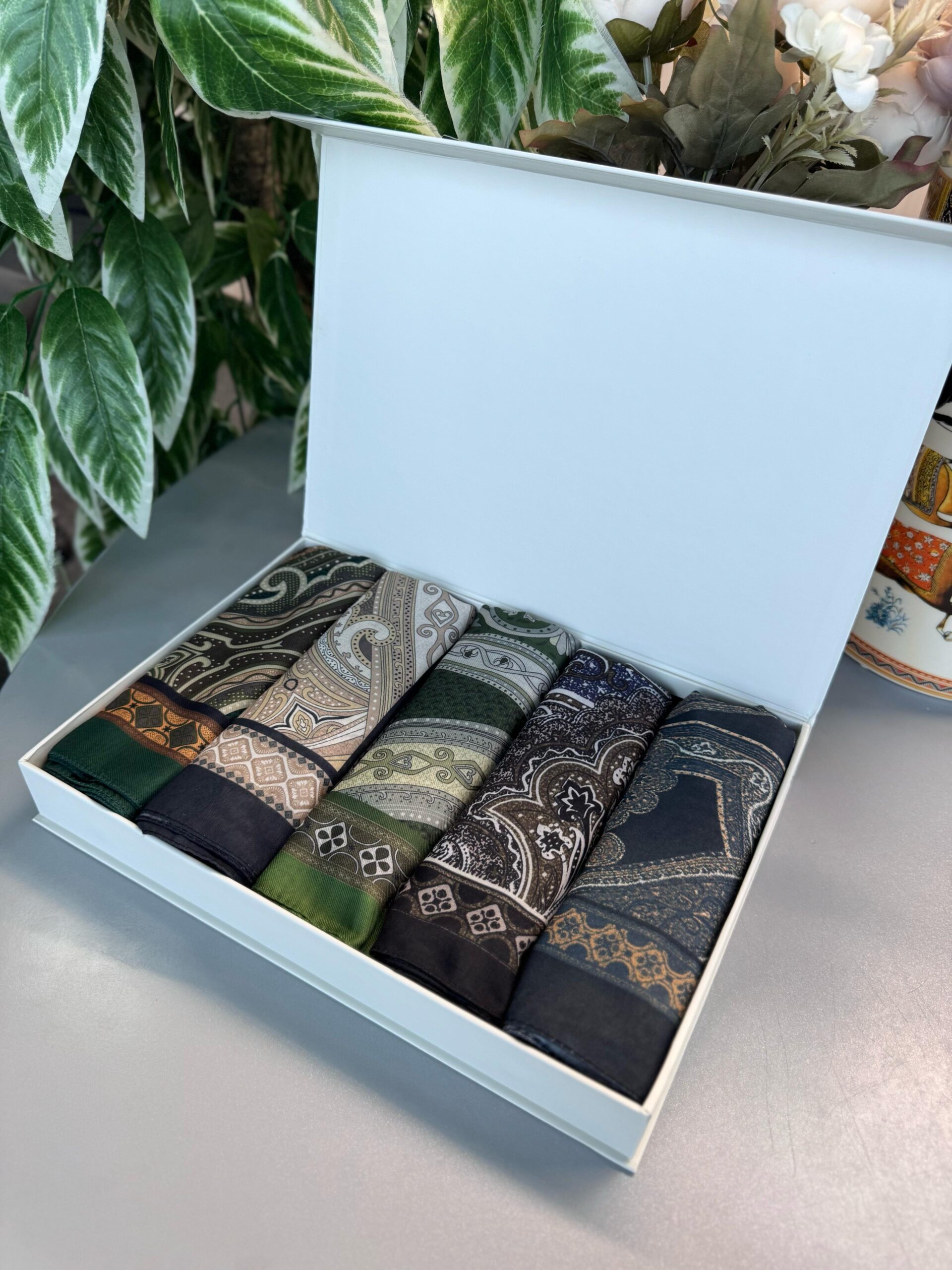 Etnik Desen Pamuk Şal Avantajlı Kutu Set