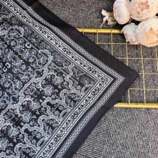 Vintage Desen Naturel ipek Şal-010203-Siyah