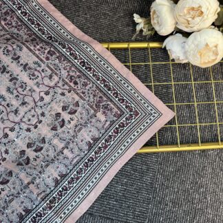 Vintage Desen Naturel ipek Şal-010203-Pudra