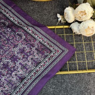 Vintage Desen Naturel ipek Şal-010203-Mor