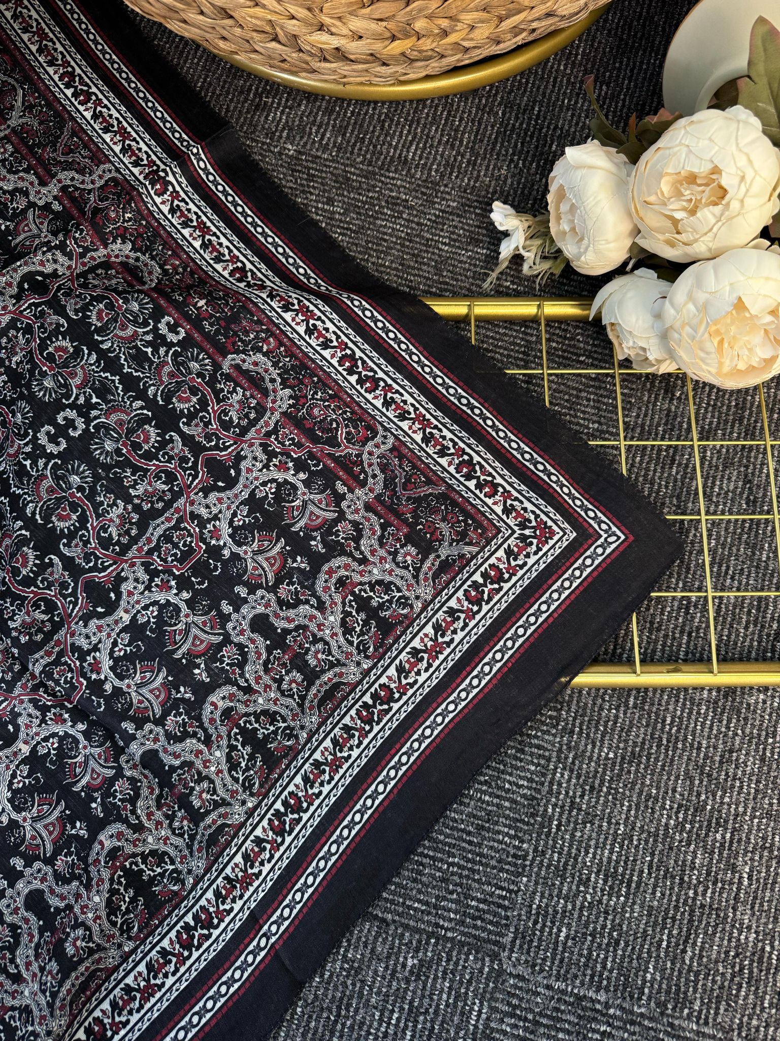 Vintage Desen Naturel ipek Şal-010203-Lila