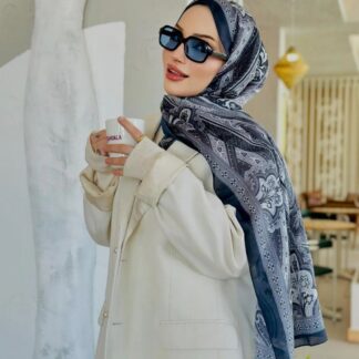 Etro Pamuk İpek Şal -987654-Lacivert-Füme