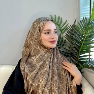 Hürrem Sultan Kendinden Dokulu Çift Taraflı Şal-2000-Işıltılı Toprak