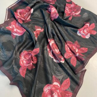 Summer Rose Desen Pamuk İpek Şal-120000-Bordo
