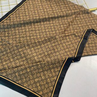 Yaldızlı Gucci Desen Pamuk Şal-110000-Küllü Siyah