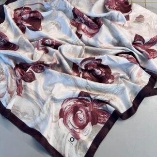 Summer Rose Desen Pamuk İpek Şal-12000-Vişne