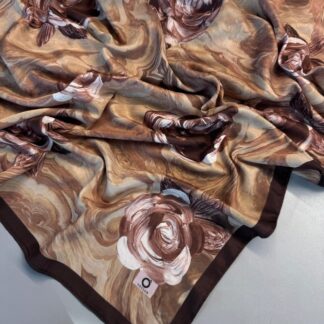 Summer Rose Desen Pamuk İpek Şal-12000-Latte