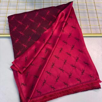 Ysl Desen Kendinden Dokulu Desenli İtalyan Şal-10010-Kırmızı
