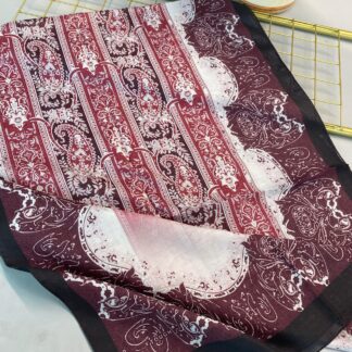 Sarmaşık Desen Pamuk İpek Şal -41200- Bordo
