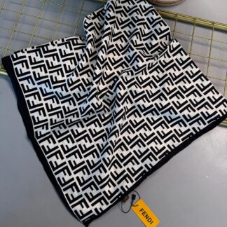 İthal Fendi Marka ipek Eşarp-08506-Siyah