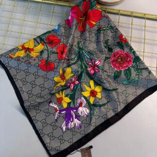 İthal Gucci Marka ipek Eşarp-08506-Siyah