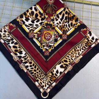 İthal Hermes Leopar Marka ipek Eşarp-08506-Siyah