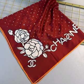İthal Chanel Marka ipek Eşarp-08506-Kırmızı