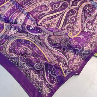 Motif Desen Pamuk ipek Şal-6202161-Lavanta