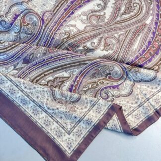 Motif Desen Pamuk ipek Şal-6202161-Kahve