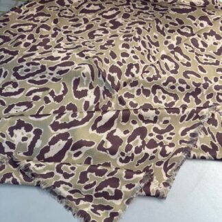 Ala Leopar Desen Naturel Pamuk Şal-Kahve