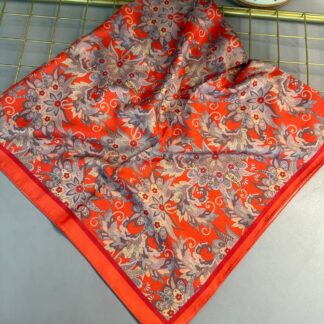 Mimoza Desen Vual İpek Eşarp-6203408-Oranj