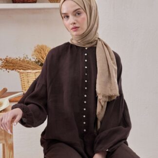 Organic Scarfs Bambu Kraş Şal Modeli -Sütlü kahve