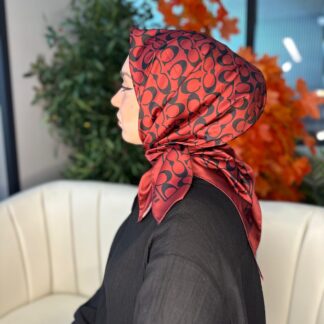 Coach Desen Vual İpek Eşarp-86826-Kırmızı