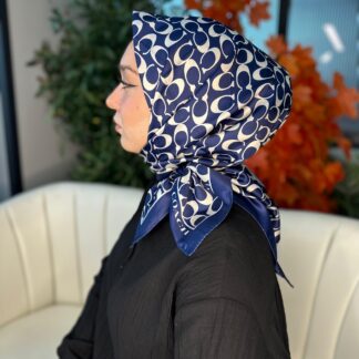 Coach Desen Vual İpek Eşarp-86826-Lacivert