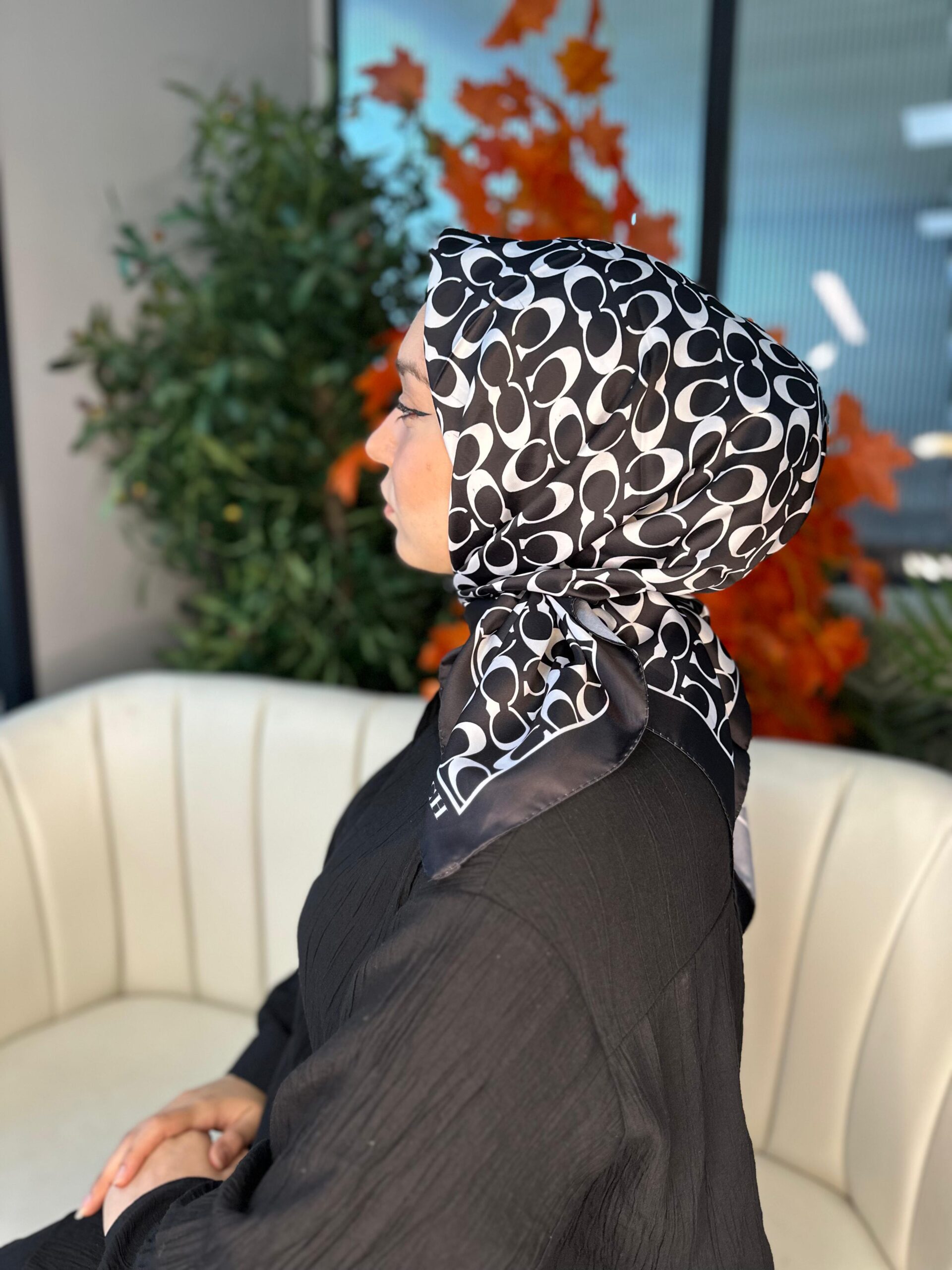 Coach Desen Vual İpek Eşarp-86826-Siyah