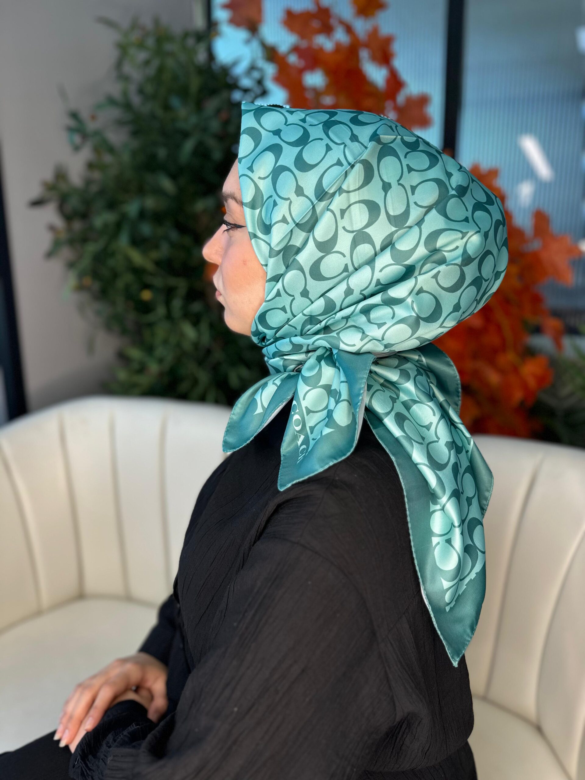Coach Desen Vual İpek Eşarp-86826-Mint