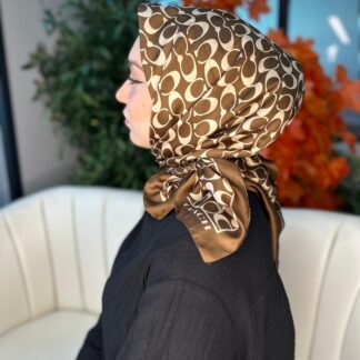 Coach Desen Vual İpek Eşarp-86826-Kahve