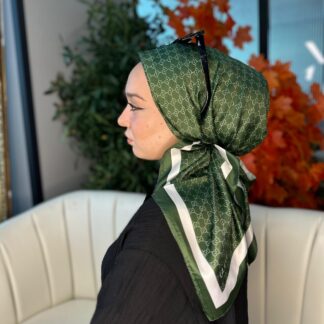 Desen Vual İpek Eşarp-6204527-Haki
