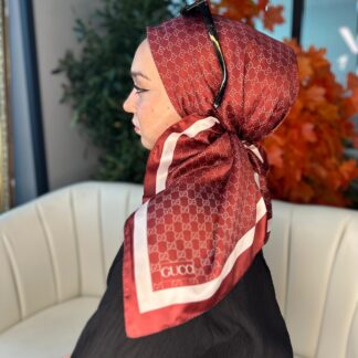 Gucci Desen Vual İpek Eşarp-6204527-Kırmızı