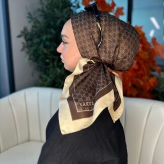 Gucci Desen Vual İpek Eşarp-6204527-Kahve