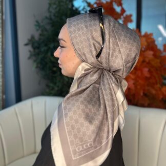 Gucci Desen Vual İpek Eşarp-6204527-Sütlü kahve