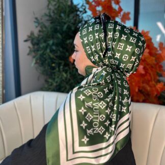 Lv Desen Vual İpek Eşarp-6204527-Yeşil