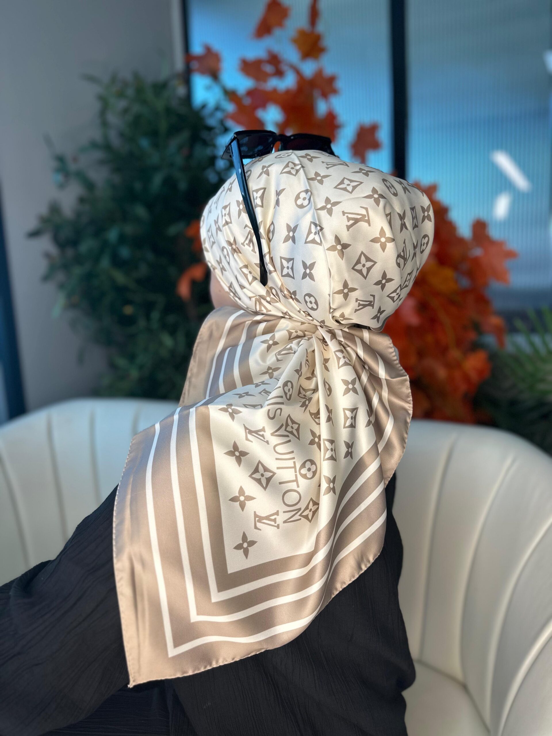 Lv Desen Vual İpek Eşarp-6204527-Vizon