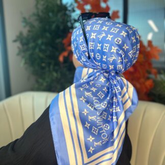 Lv Desen Vual İpek Eşarp-6204527-Mavi