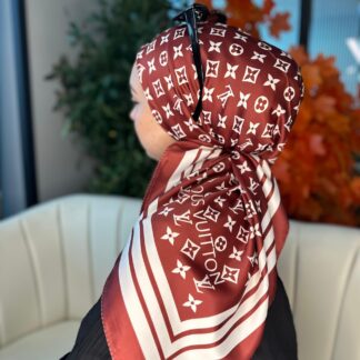 Lv Desen Vual İpek Eşarp-6204527-Bordo