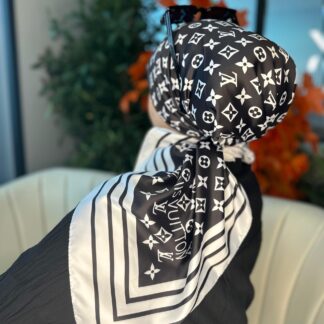Lv Desen Vual İpek Eşarp-6204527-Siyah