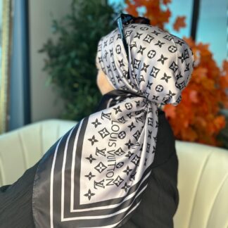 Lv Desen Vual İpek Eşarp-6204527-Füme
