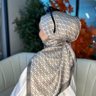 Fendi Desen Vual İpek Eşarp-6204527-Gri
