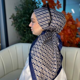 Fendi Desen Vual İpek Eşarp-6204527-Lacivert
