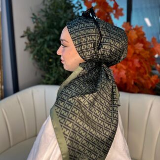 Fendi Desen Vual İpek Eşarp-6204527-Haki