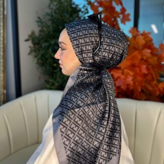 Fendi Desen Vual İpek Eşarp-6204527-Antrasit