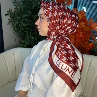 Celine Desen Vual İpek Eşarp-6204527-Kırmızı