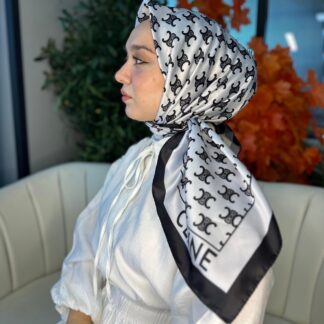 Celine Desen Vual İpek Eşarp-6204527-Beyaz