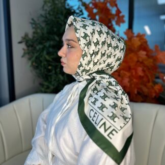 Celine Desen Vual İpek Eşarp-6204527-Yeşil