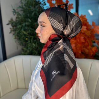 Burberry Kare Desen Vual İpek Eşarp-8682626-Kırmızı