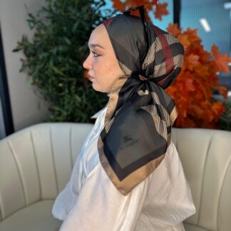Burberry Kare Desen Vual İpek Eşarp-8682626-Antrasit