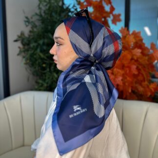 Burberry Kare Desen Vual İpek Eşarp-8682626-İndigo