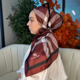 Burberry Kare Desen Vual İpek Eşarp-8682626-Bordo