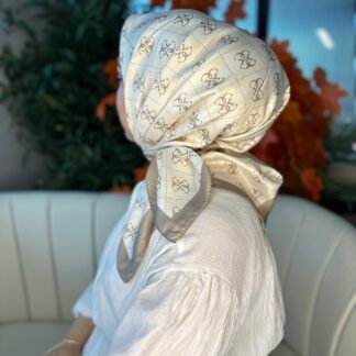 Celine Desen Vual İpek Eşarp-6204527-Ekru